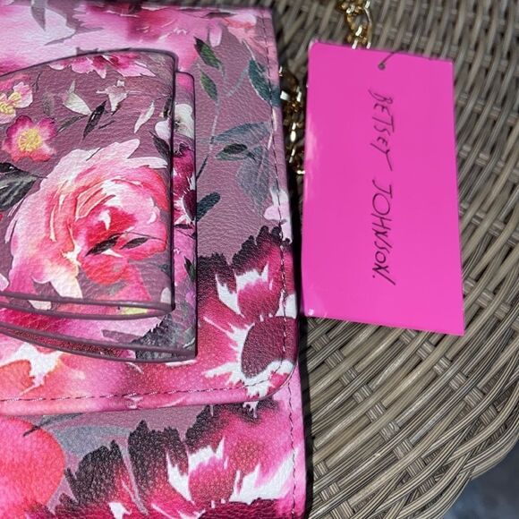 Betsey Johnson XODANI Crossbody Bag Wallet Floral Bow NWT pink flowers - Picture 10 of 15
